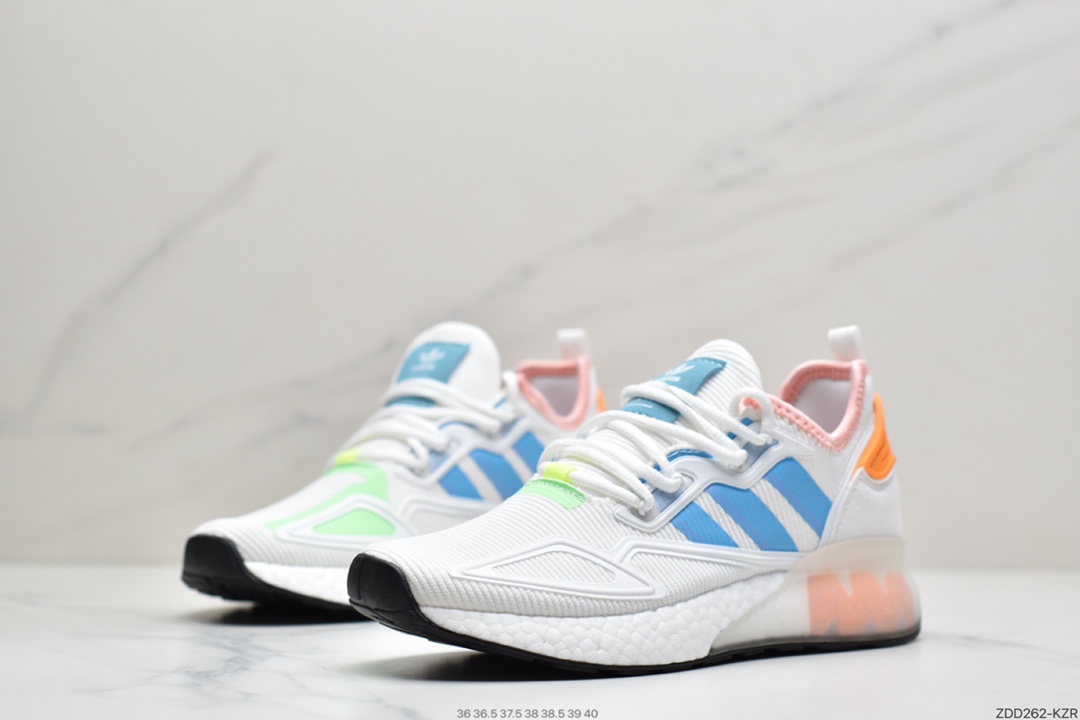 230 阿迪达斯Adidas Originals ZX 2K Boost 全新爆米花缓震休闲运动跑鞋 HO6578