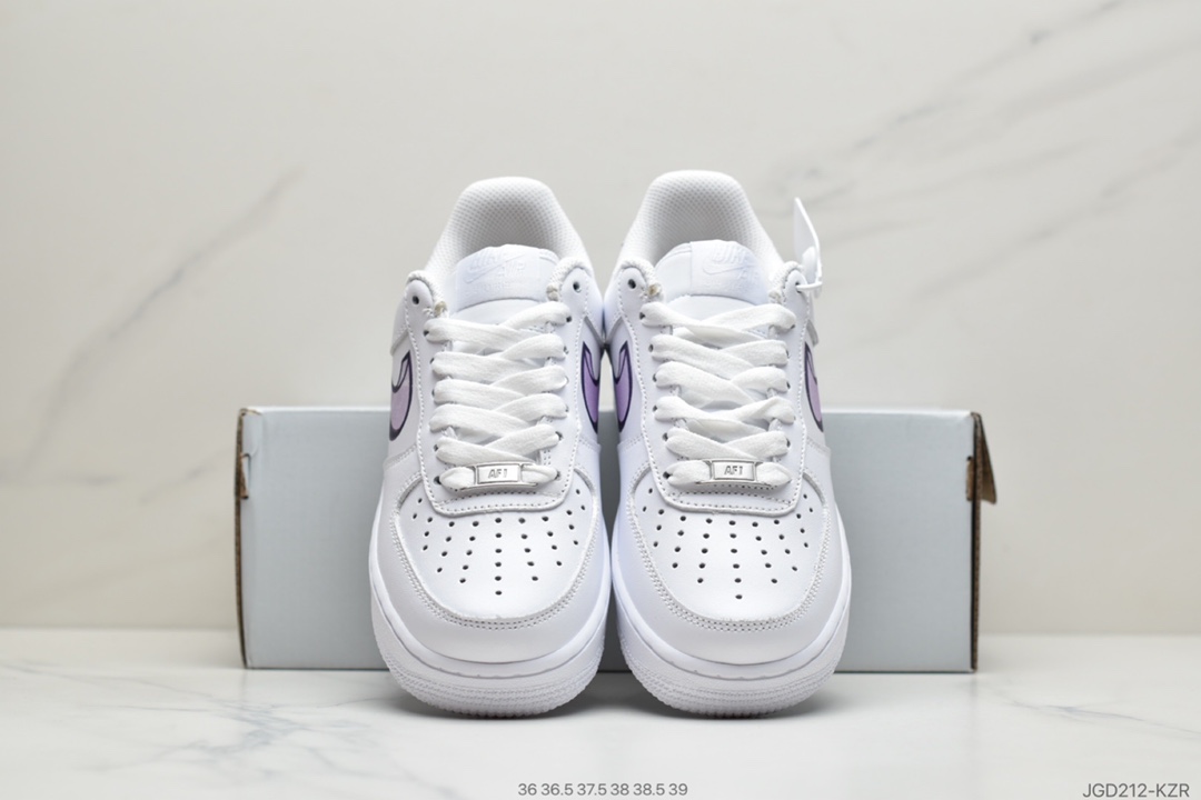 180 耐克Nike Air Force 1 Low 白紫 3D效果Logo AF1空军一号低帮休闲运动板鞋  CW2288-191