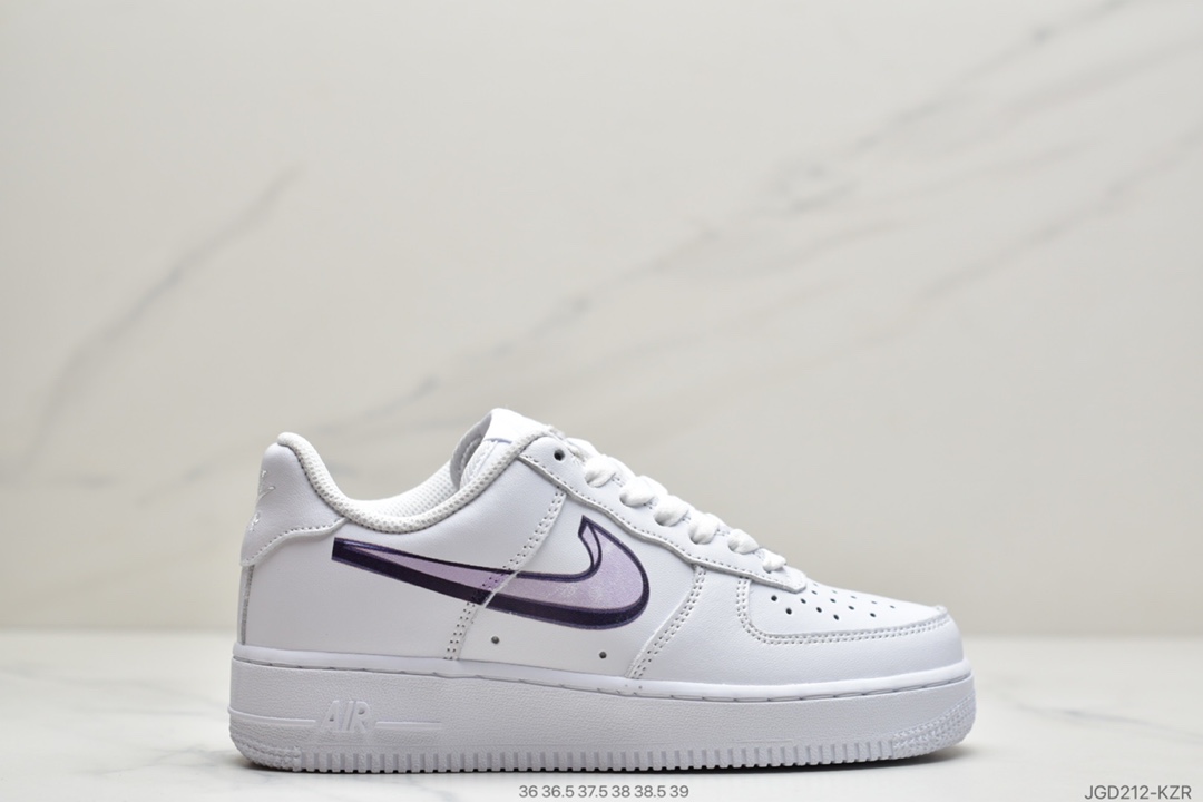 180 耐克Nike Air Force 1 Low 白紫 3D效果Logo AF1空军一号低帮休闲运动板鞋  CW2288-191