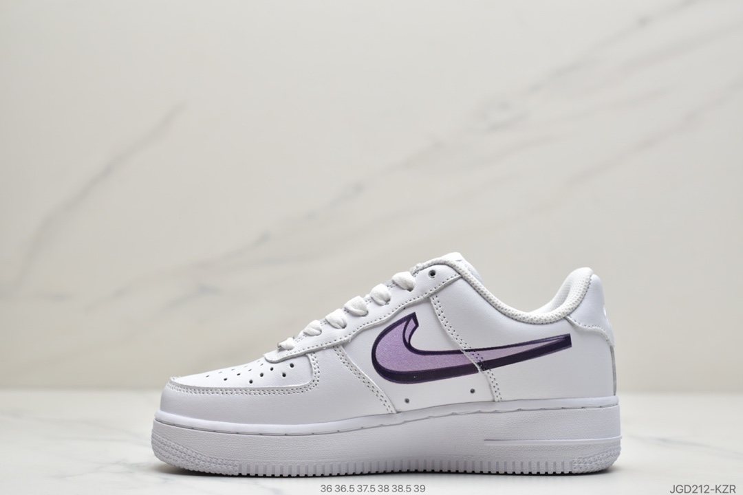 180 耐克Nike Air Force 1 Low 白紫 3D效果Logo AF1空军一号低帮休闲运动板鞋  CW2288-191