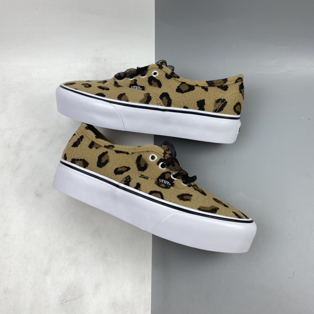 P160 Vans Fuzzy Authentic Platform 厚底系列 天鹅绒布豹纹休闲板鞋 VN0A3AV8RSO1