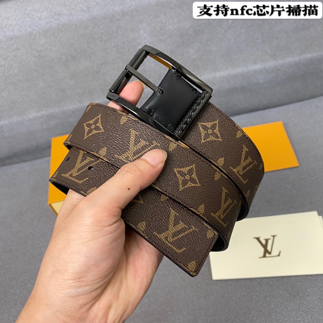 Louis Vuitton Belts Calfskin Canvas Cowhide