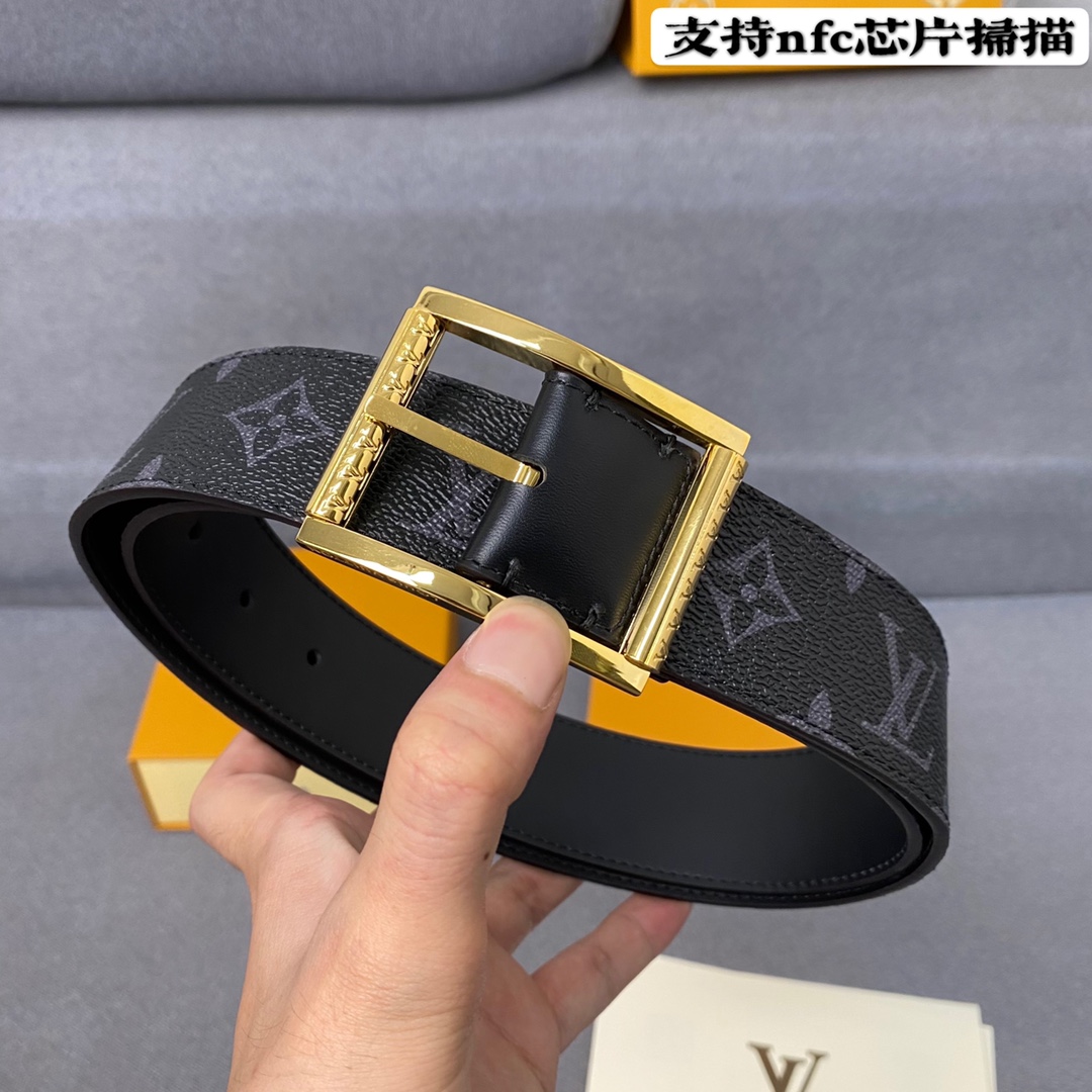 Louis Vuitton Belts Calfskin Canvas Cowhide