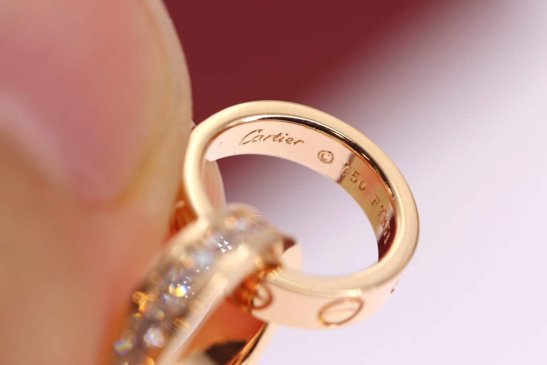 Cartier Catier卡地亚 Love系列满钻双环项链