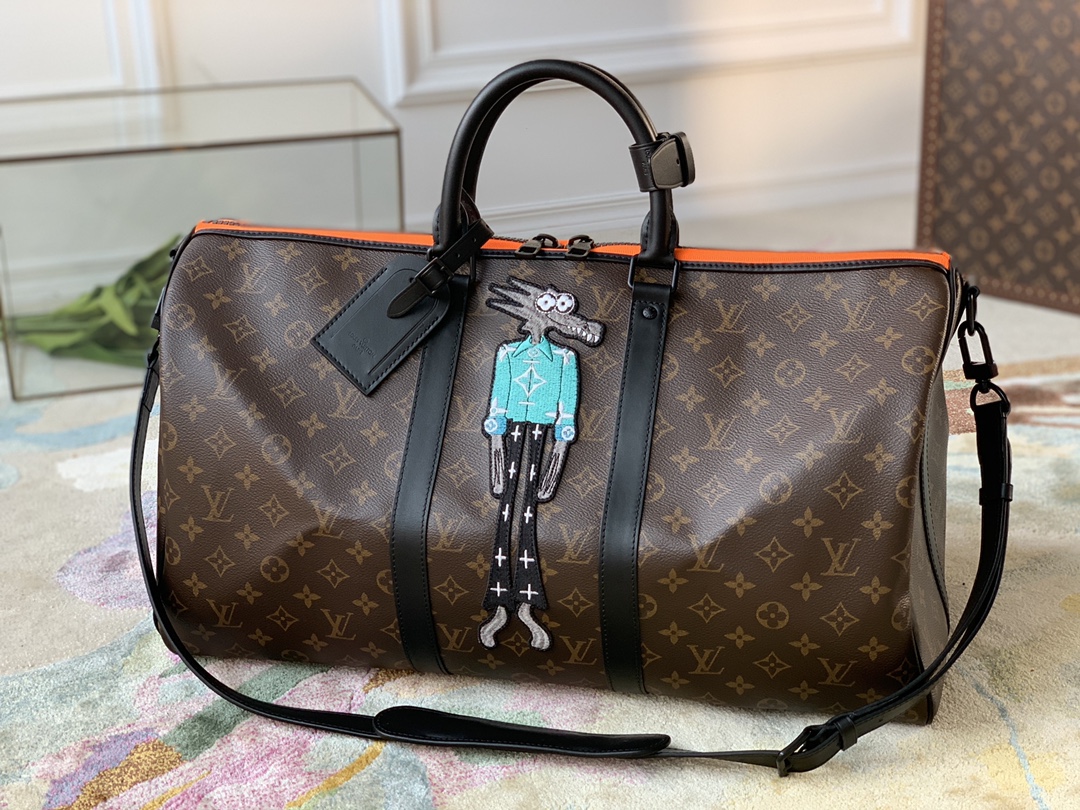 Louis Vuitton LV Keepall Travel Bags Embroidery Monogram Canvas M45616