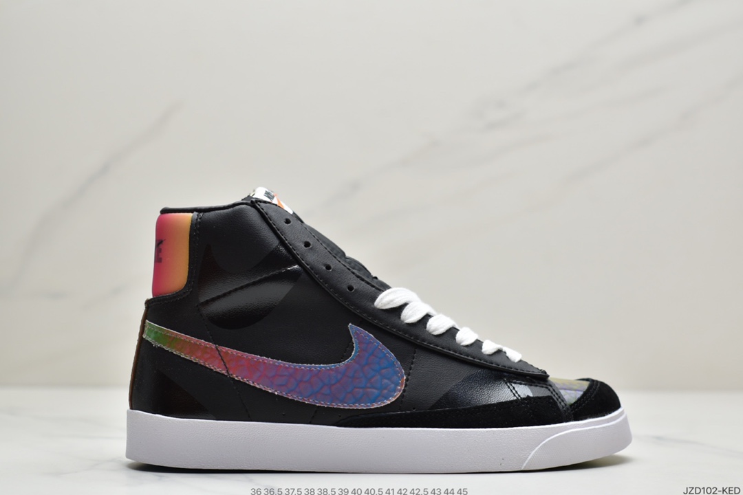 140 耐克Nike Blazer Mid ’1977 Vintage”Color Code”经典开拓者高帮百搭休闲运动板鞋“皮革白灰左右非对称钩子”DA2142-146