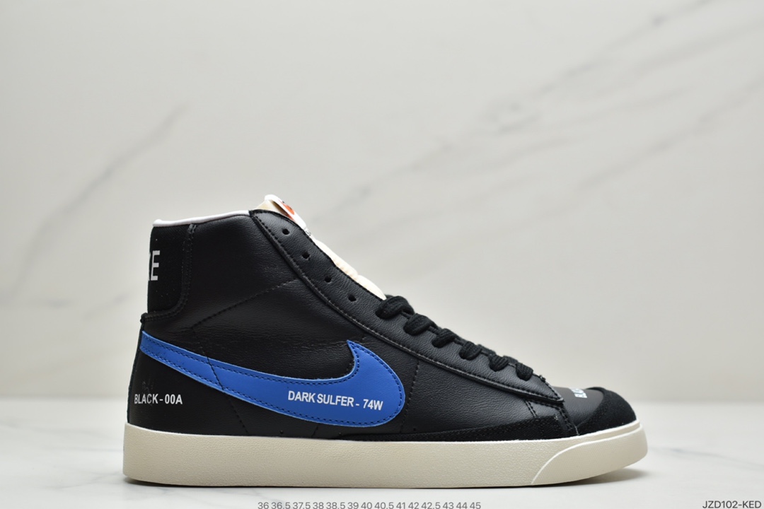 140 耐克Nike Blazer Mid ’1977 Vintage”Color Code”经典开拓者高帮百搭休闲运动板鞋“皮革白灰左右非对称钩子”DA2142-146