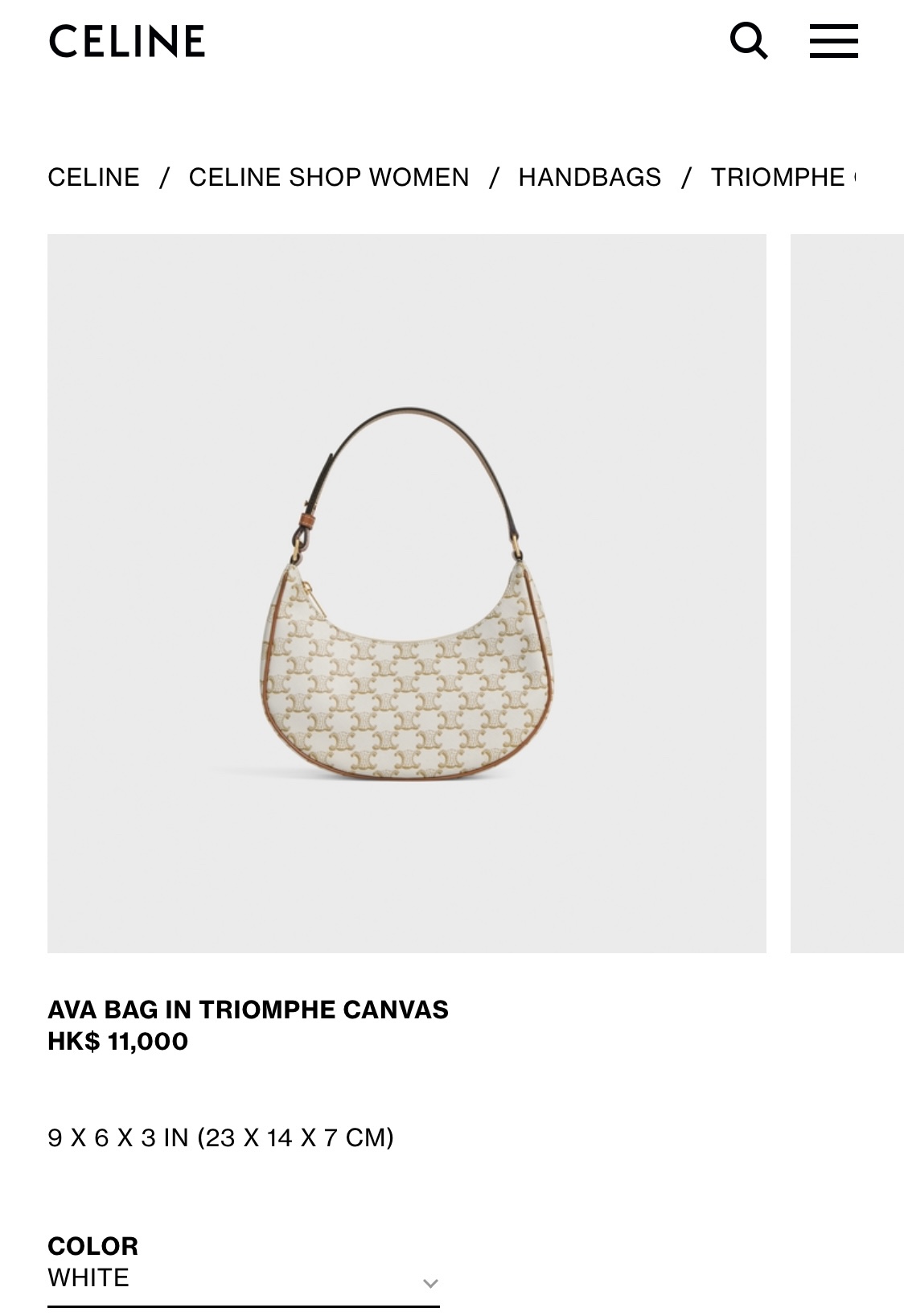 CELINE AVA 白花Ttiomphe腋下包 193952
