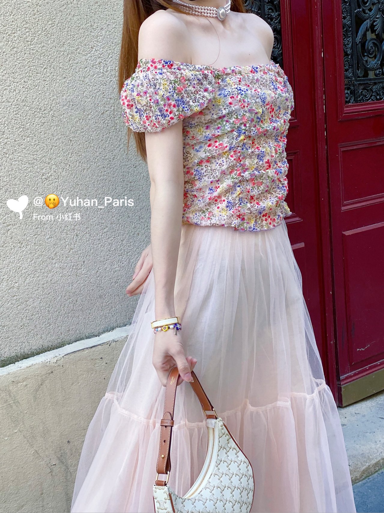 CELINE AVA 白花Ttiomphe腋下包 193952