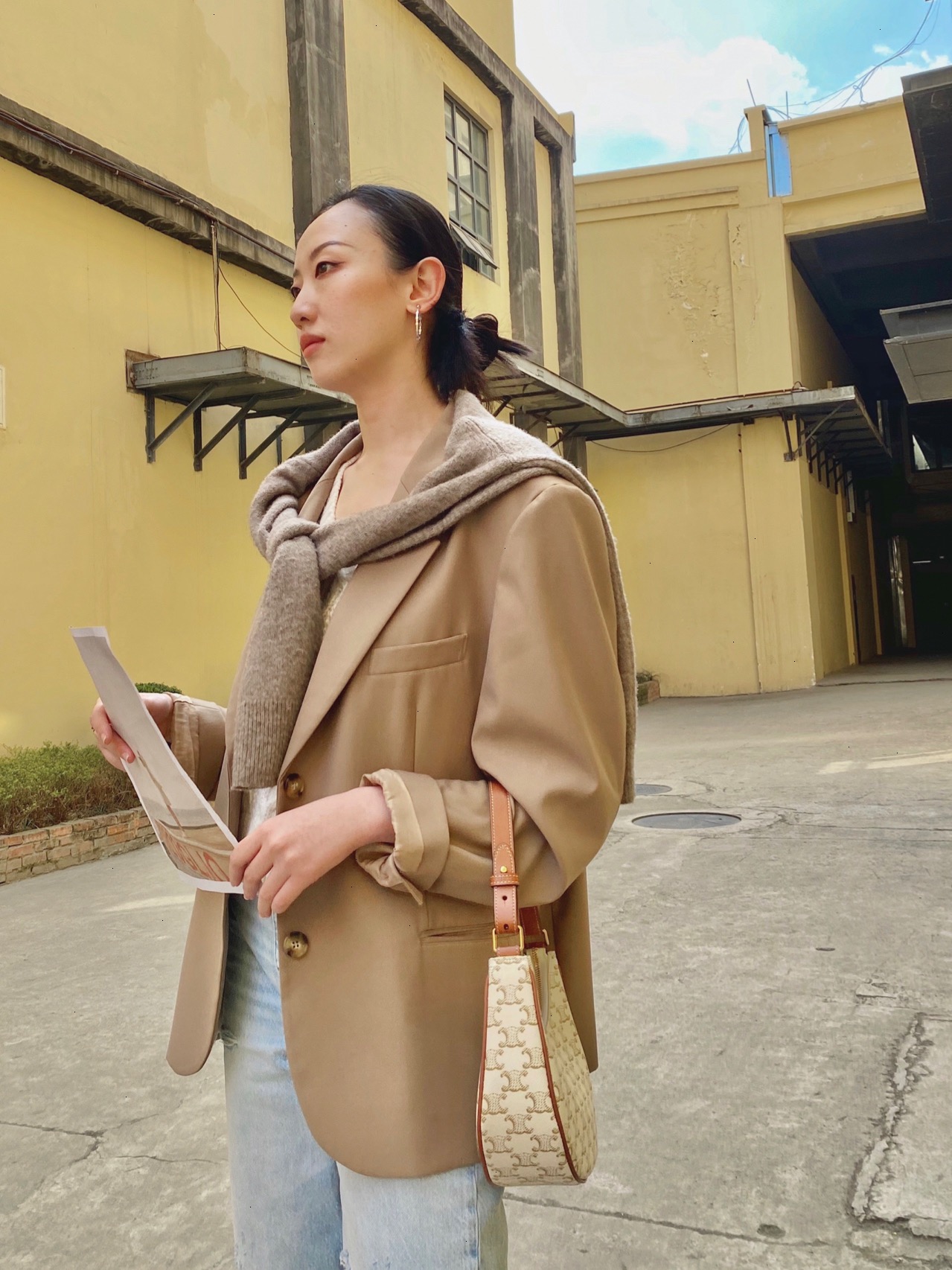 CELINE AVA 白花Ttiomphe腋下包 193952