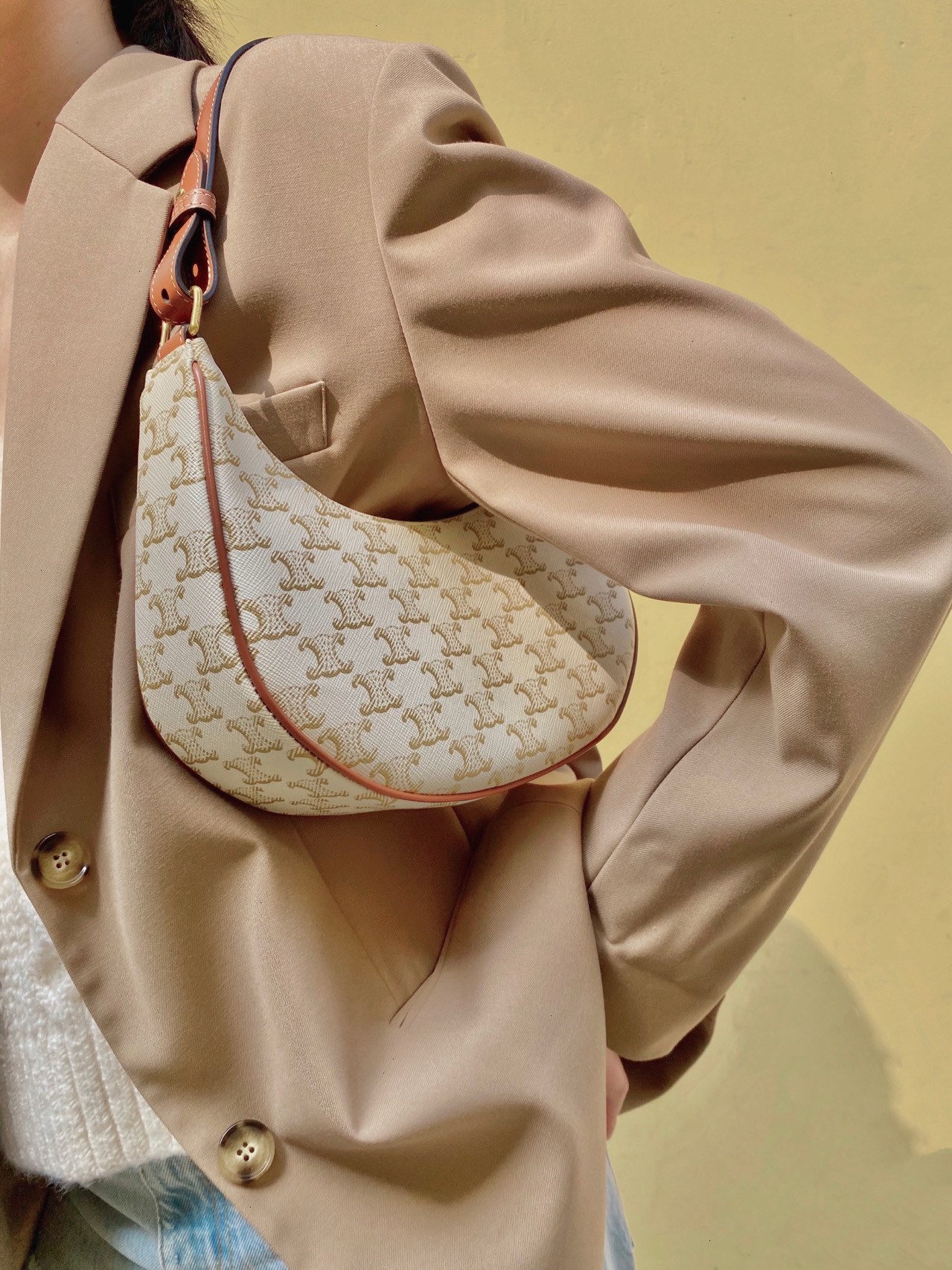 CELINE AVA 白花Ttiomphe腋下包 193952