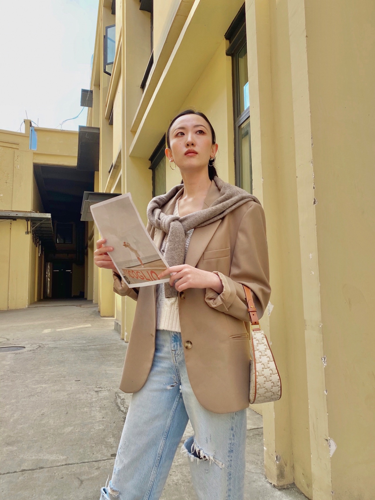 CELINE AVA 白花Ttiomphe腋下包 193952