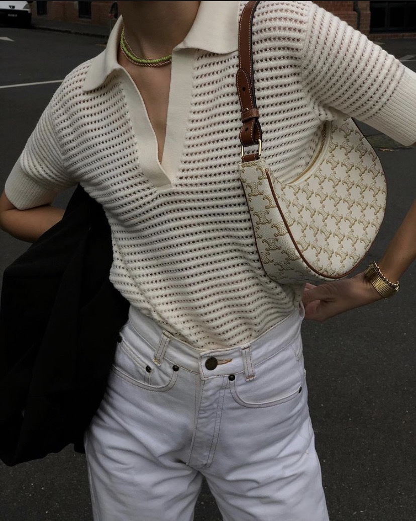 CELINE AVA 白花Ttiomphe腋下包 193952