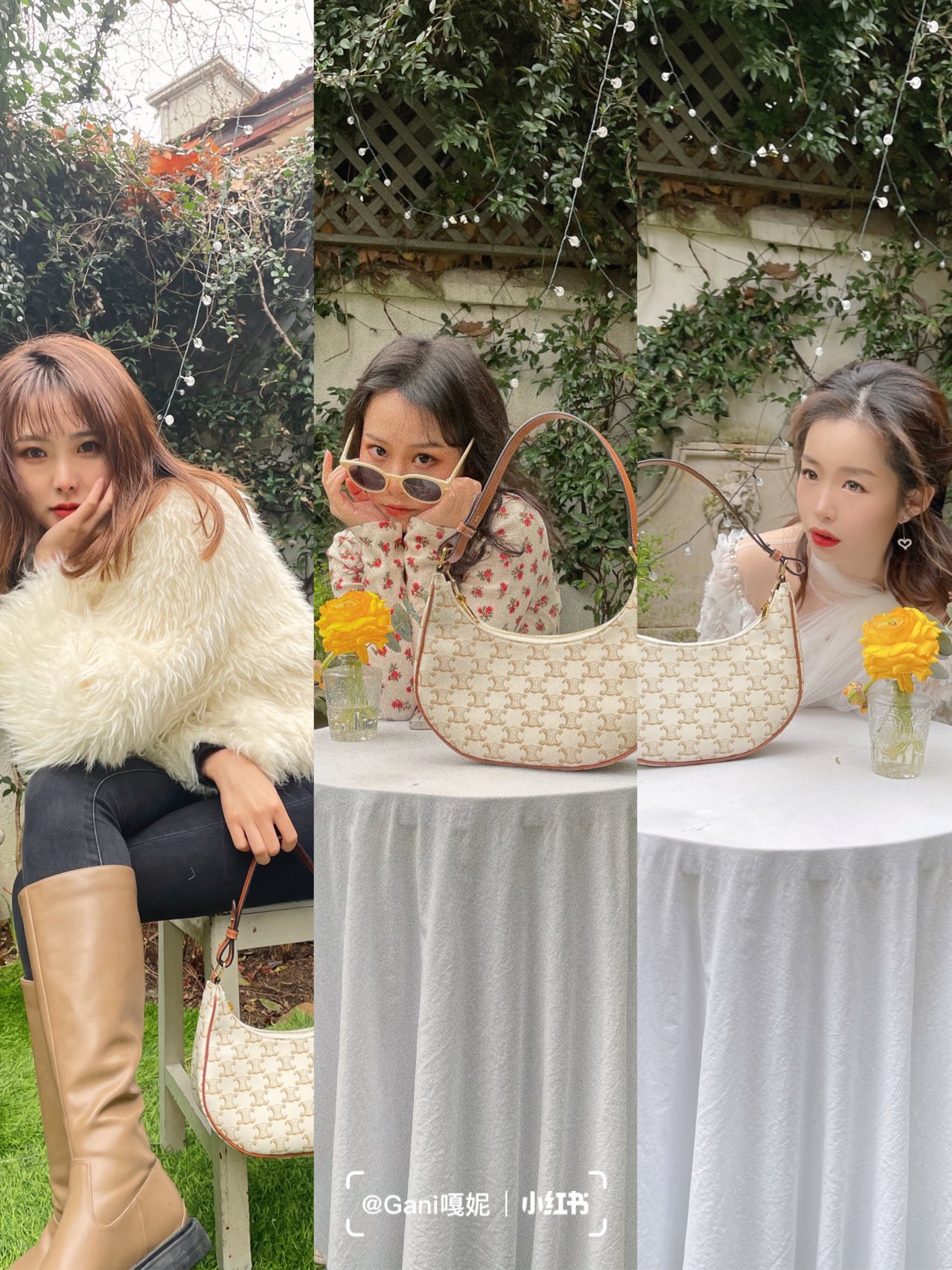 CELINE AVA 白花Ttiomphe腋下包 193952