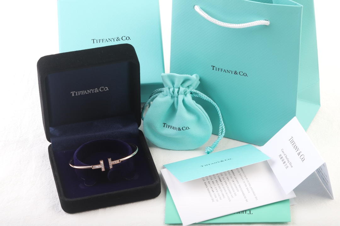 Tiffany & Co. Tiffany&Co. T系列 伴钻 纯银双T手镯