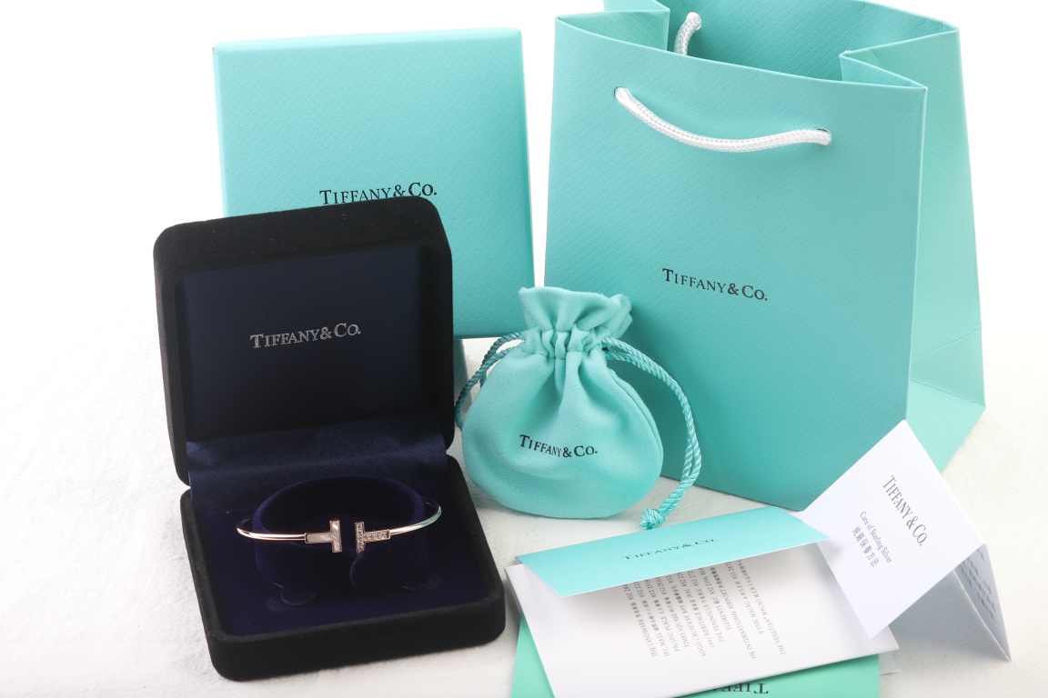 Tiffany & Co. Tiffany&Co. T系列 伴钻 纯银双T手镯