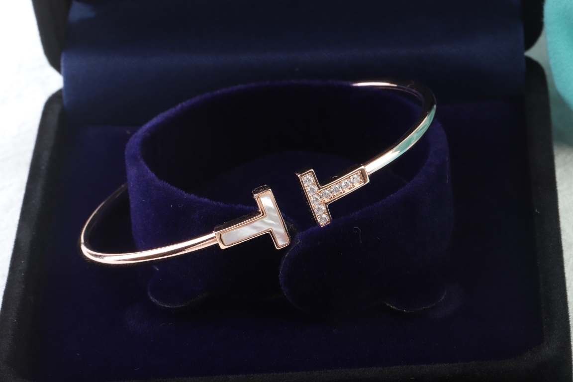 Tiffany & Co. Tiffany&Co. T系列 伴钻 纯银双T手镯
