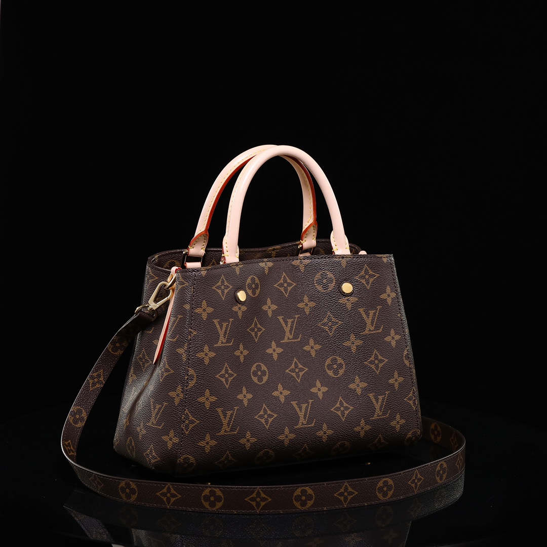 Louis Vuitton LV Montaigne BB Buy Handbags Crossbody & Shoulder Bags Burgundy Gold Red Yellow Monogram Canvas Cowhide Fashion