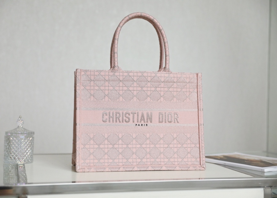 Dior Book Tote Handbags Tote Bags Pink Embroidery