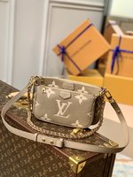 Online China
 Louis Vuitton Bags Handbags Top 1:1 Replica
 Gold Grey Monogram Canvas Pochette Chains M45777