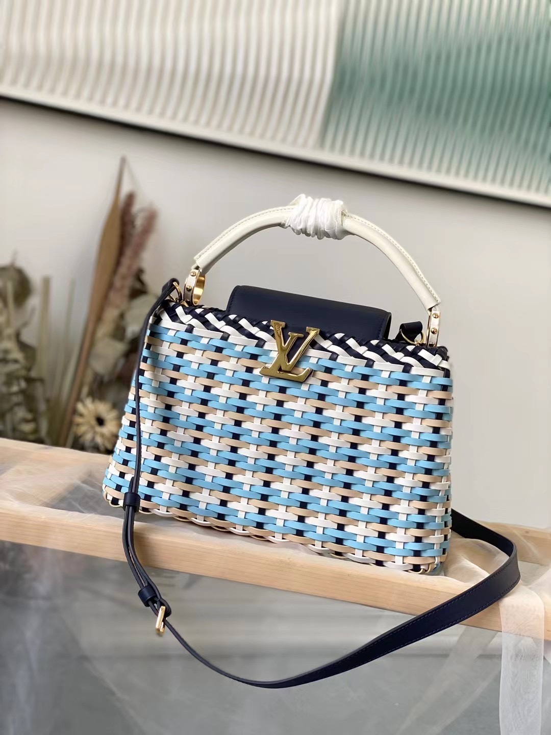 Louis Vuitton LV Capucines Replica
 Bags Handbags Blue Weave Summer Collection Fashion M48865