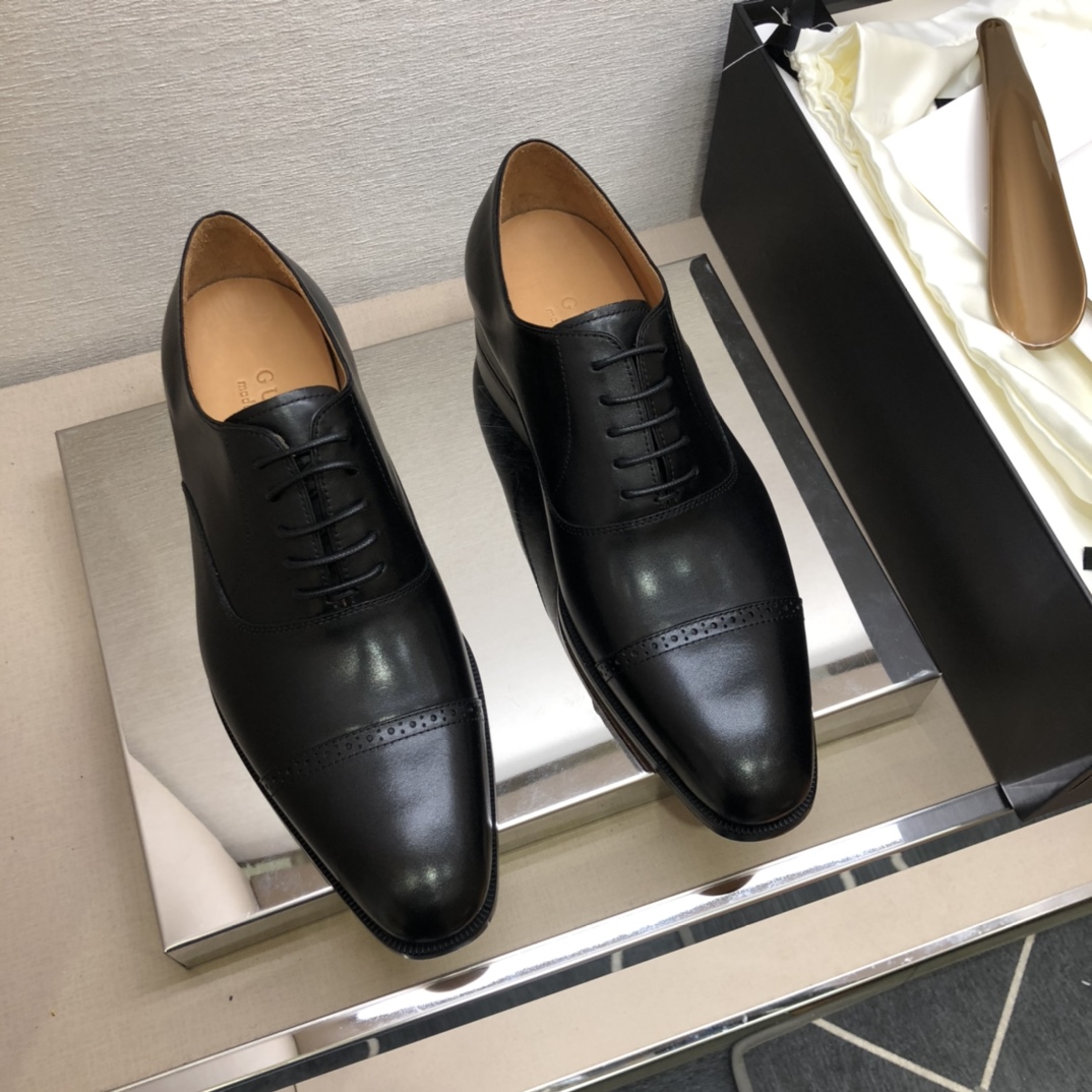 Gucci Heren Zwarte Leren Oxford Schoenen - Formeel en Elegant