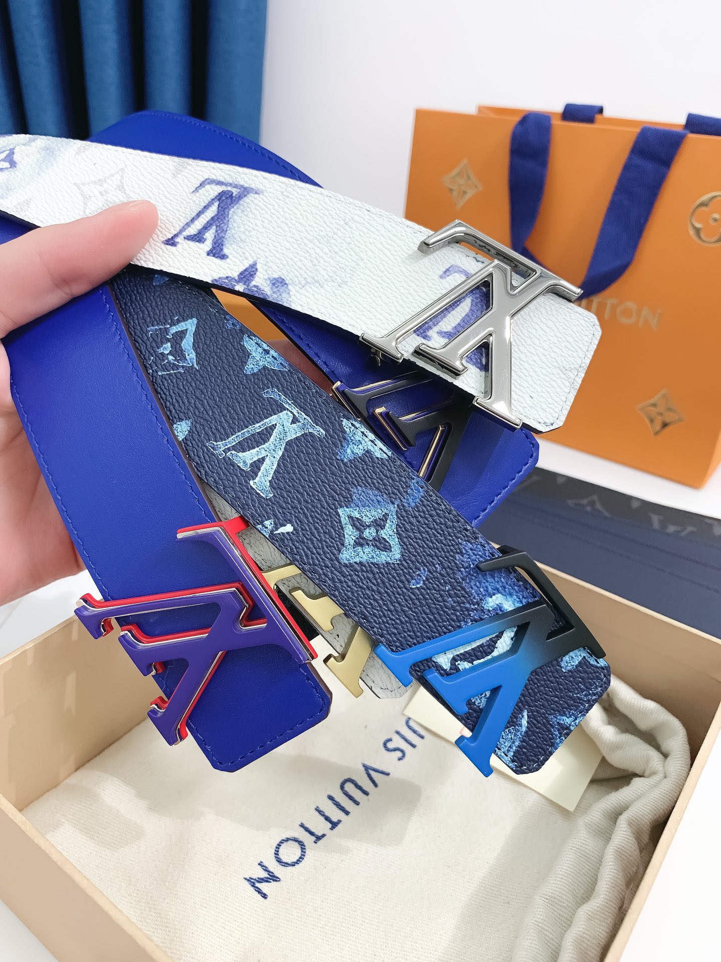 Lv代购货品宽度4.0CM原厂黑花防
