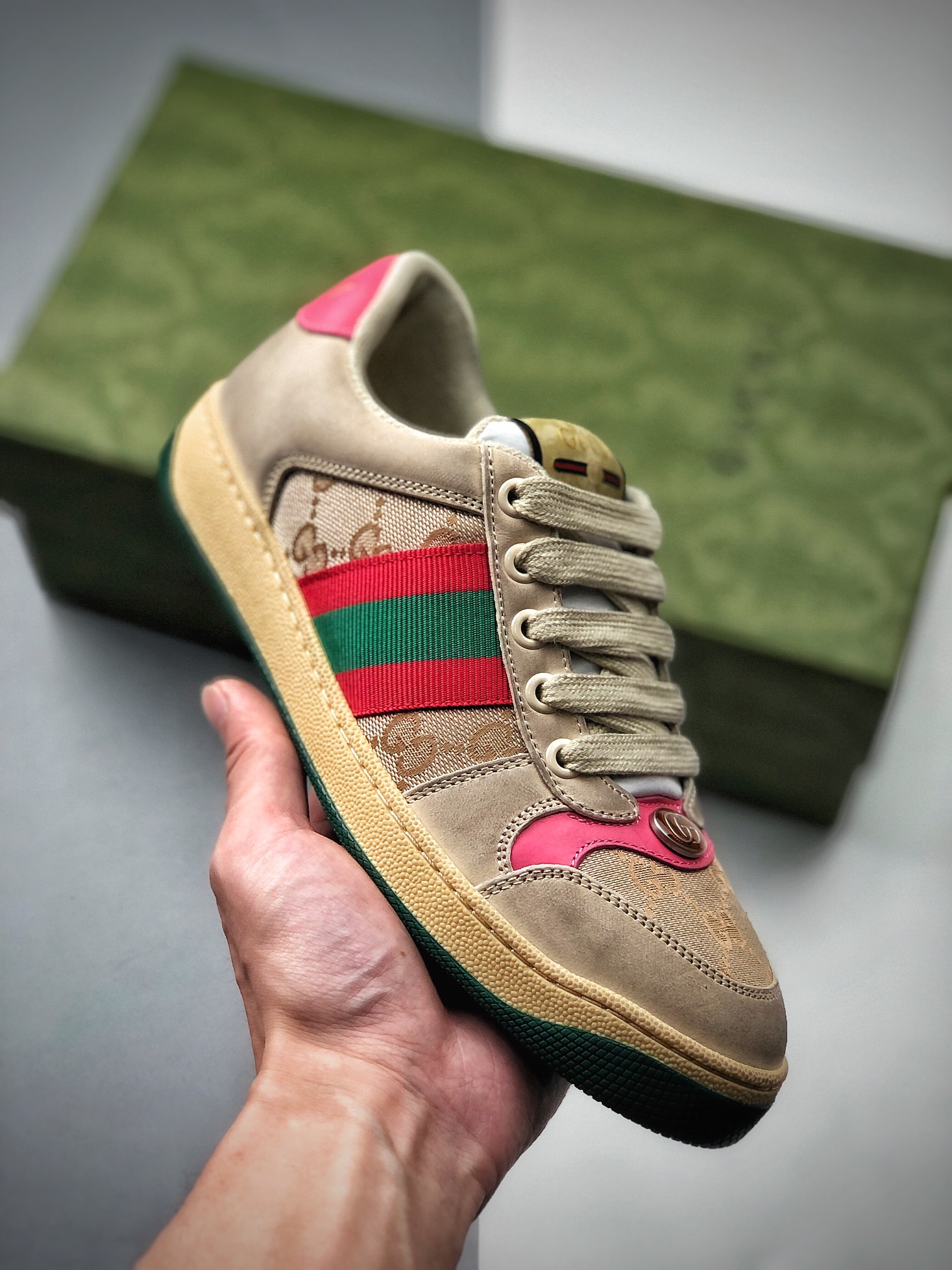 550   Gucci Distressed Screener sneaker 经典型原复古
