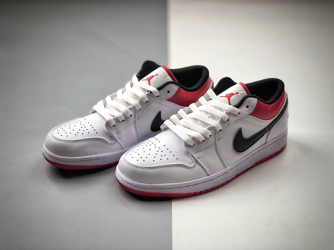 200  Air Jordan 1 Low  白红黑勾 AJ1乔1低帮休闲板鞋 553558-118
