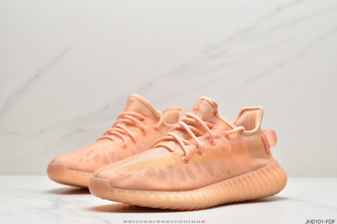 190  阿迪达斯Adidas Yeezy Boost 350 V2 Mono Pack”Clay”椰子百搭轻便爆米花中底休闲运动慢跑鞋“杏月橙”GW2870