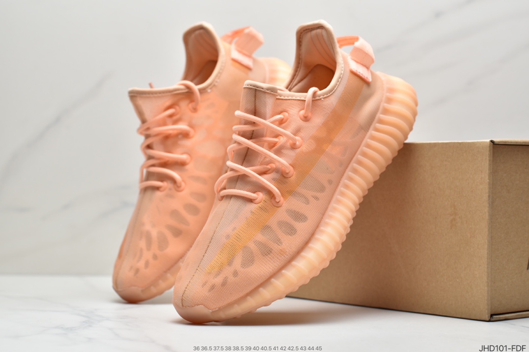 190  阿迪达斯Adidas Yeezy Boost 350 V2 Mono Pack”Clay”椰子百搭轻便爆米花中底休闲运动慢跑鞋“杏月橙”GW2870