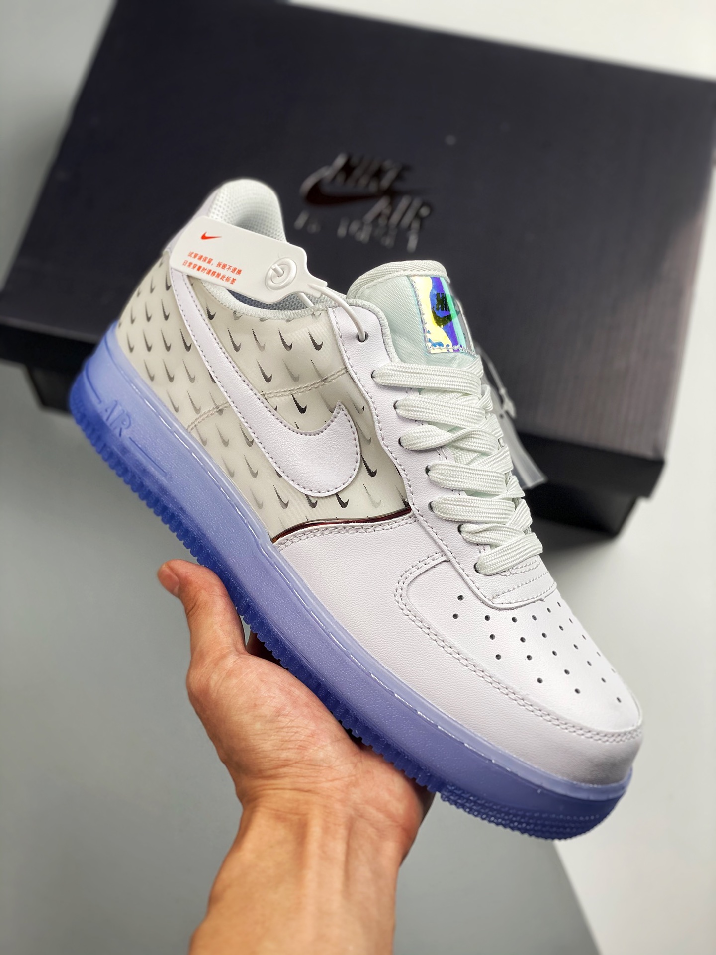 Nike Air Force 1 blanco hueso y azul hielo, nivel original, horma y cartón originales, creando la silueta auténtica de …