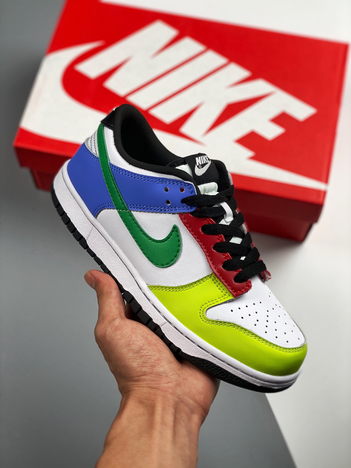 NK SB Zoom Dunk Low PRO color amarillo azul verde, zapatillas de skate casual de caña baja, calidad de nivel de empresa…