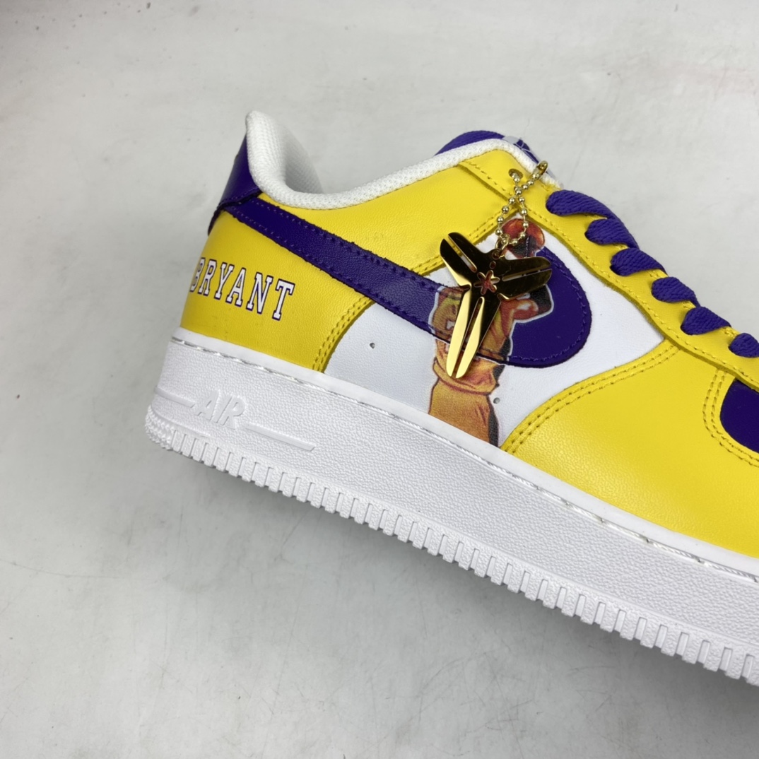 P260 NIKE Air Force 1’07 空军一号联名款 科比 湖人LA白紫配黄色低帮休闲板鞋 315122-118