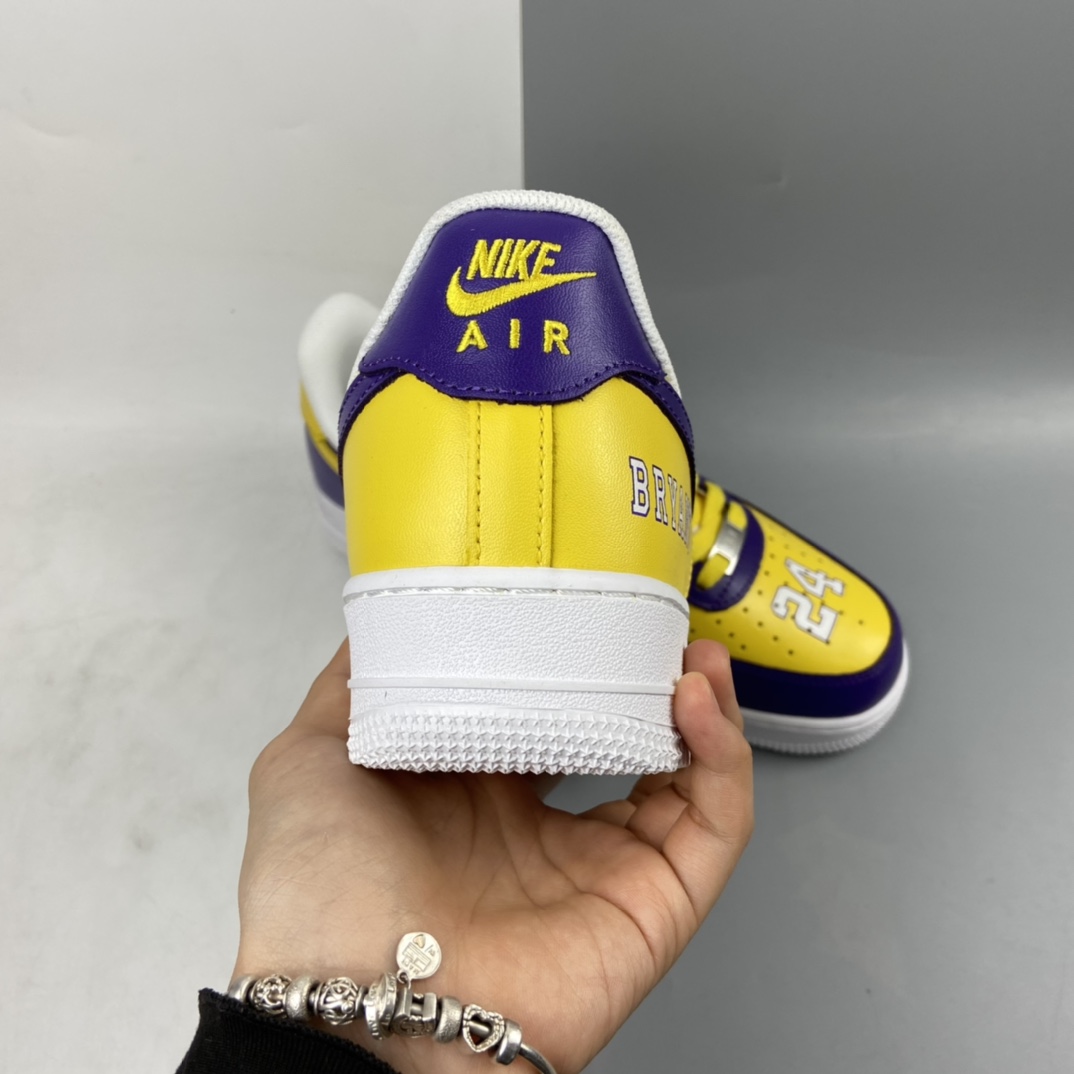 P260 NIKE Air Force 1’07 空军一号联名款 科比 湖人LA白紫配黄色低帮休闲板鞋 315122-118