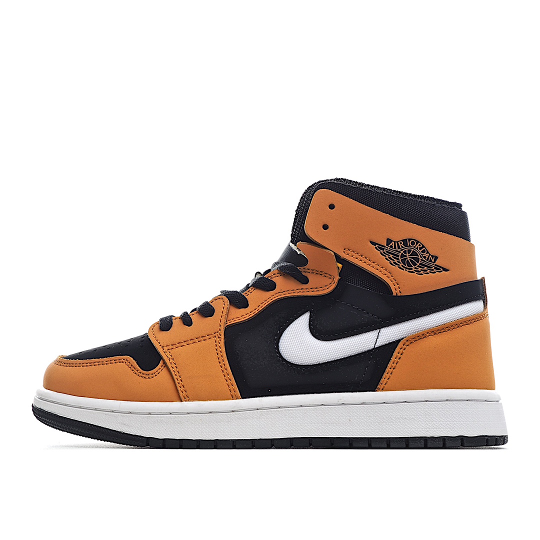 I0 Air Air Jordan 1 High Zoom AJ1 乔1黑小麦色 CT0978-002这款Air Jordan 1为秋季盛装，采用黑色、白色、帝王色和浅黄色组合。黑色麂皮覆盖的基础和脚趾，而同样的阴影土地上的鞋带，舌头，脚踝和翅膀。此外，我们有一个暴露的软垫舌头和脚踝，白色织物的Swoosh，和一个白色的中底。突出的一对是君主，小麦的阴影覆盖。此外，黄色打在鞋舌标签上，白色打在中底上，而黑色和口香糖都覆盖在外底上，以完成外观。