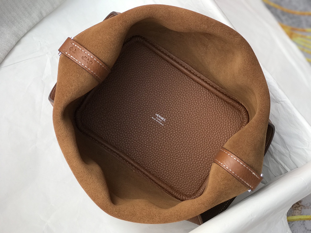 Hermès Picotin Lock 18 Handbag: Casual Bucket Bag in Brown Leather 10 i1620199475 733 8