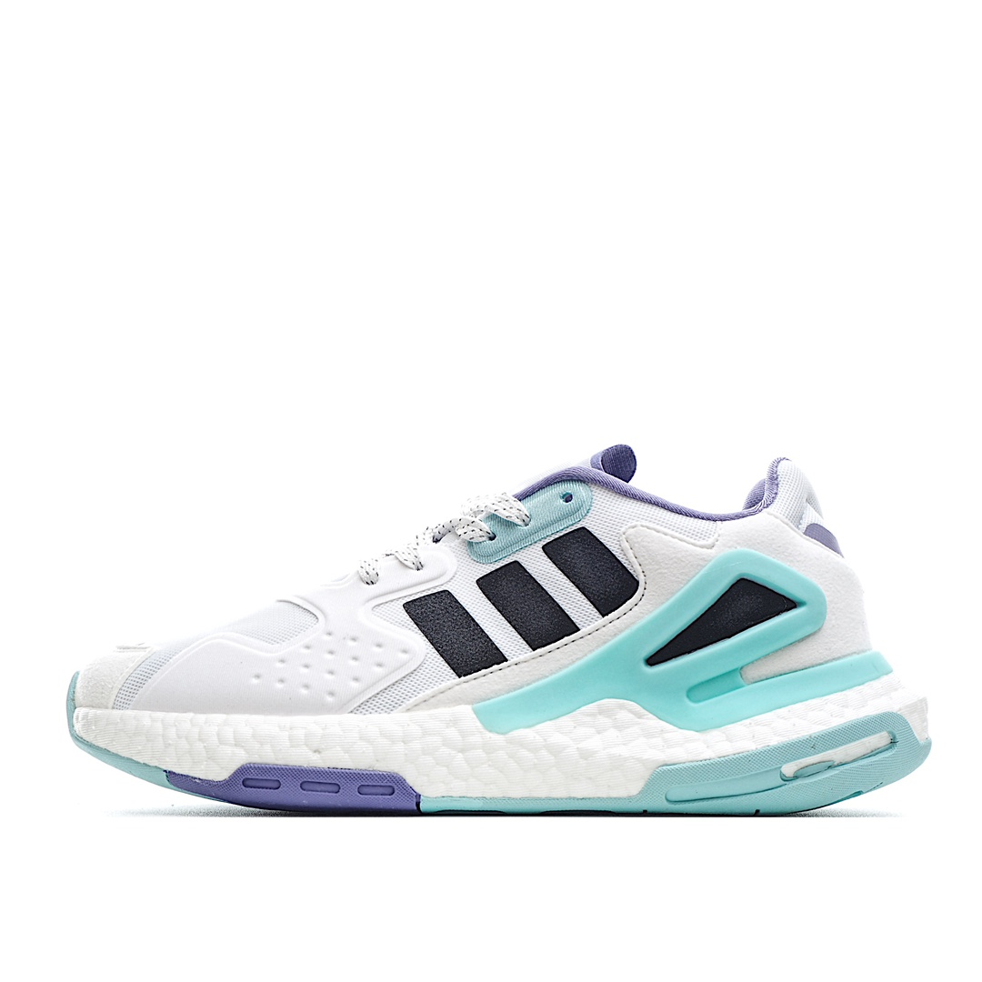 H0 公司级 真爆 全新阿迪达斯adidas三叶草 Originals 2020 Day Jogger Boost 慢跑者系列高弹复古休闲运动跑鞋。夜行者2代 白绿紫