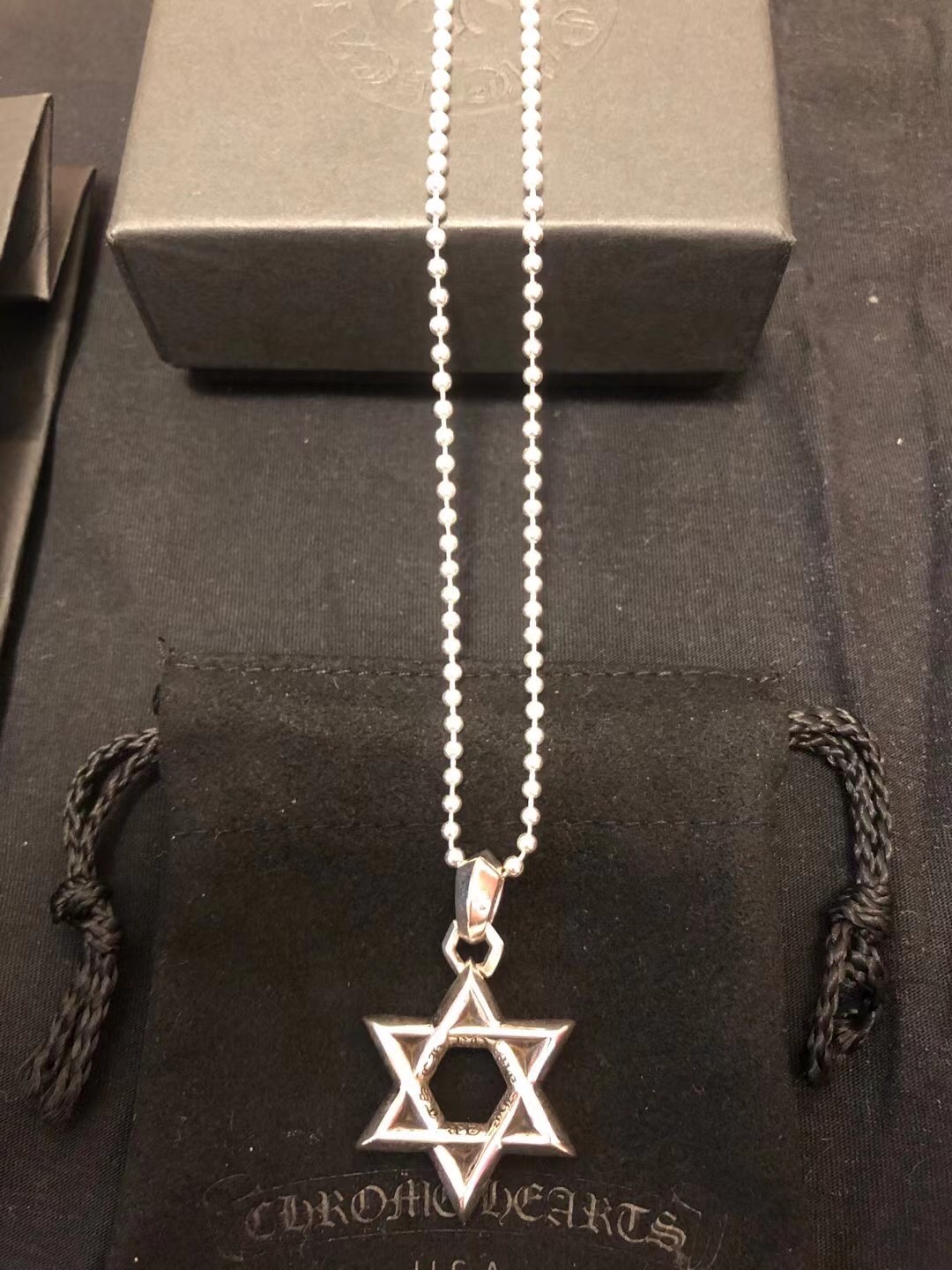 Chrome Hearts 𝗖𝗵𝗿𝗼𝗺𝗲 𝗛𝗲𝗮𝗿𝘁𝘀 克罗心 六芒星情侣项链