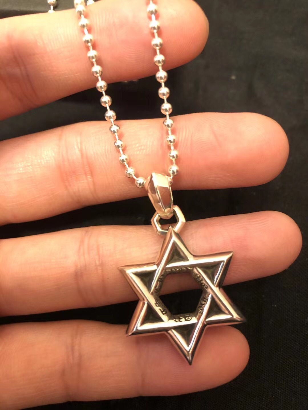 Chrome Hearts 𝗖𝗵𝗿𝗼𝗺𝗲 𝗛𝗲𝗮𝗿𝘁𝘀 克罗心 六芒星情侣项链