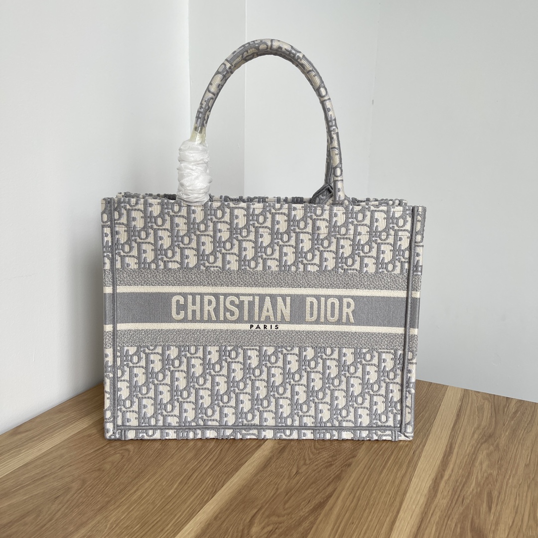 Dior Handbags Tote Bags Grey Embroidery Mini