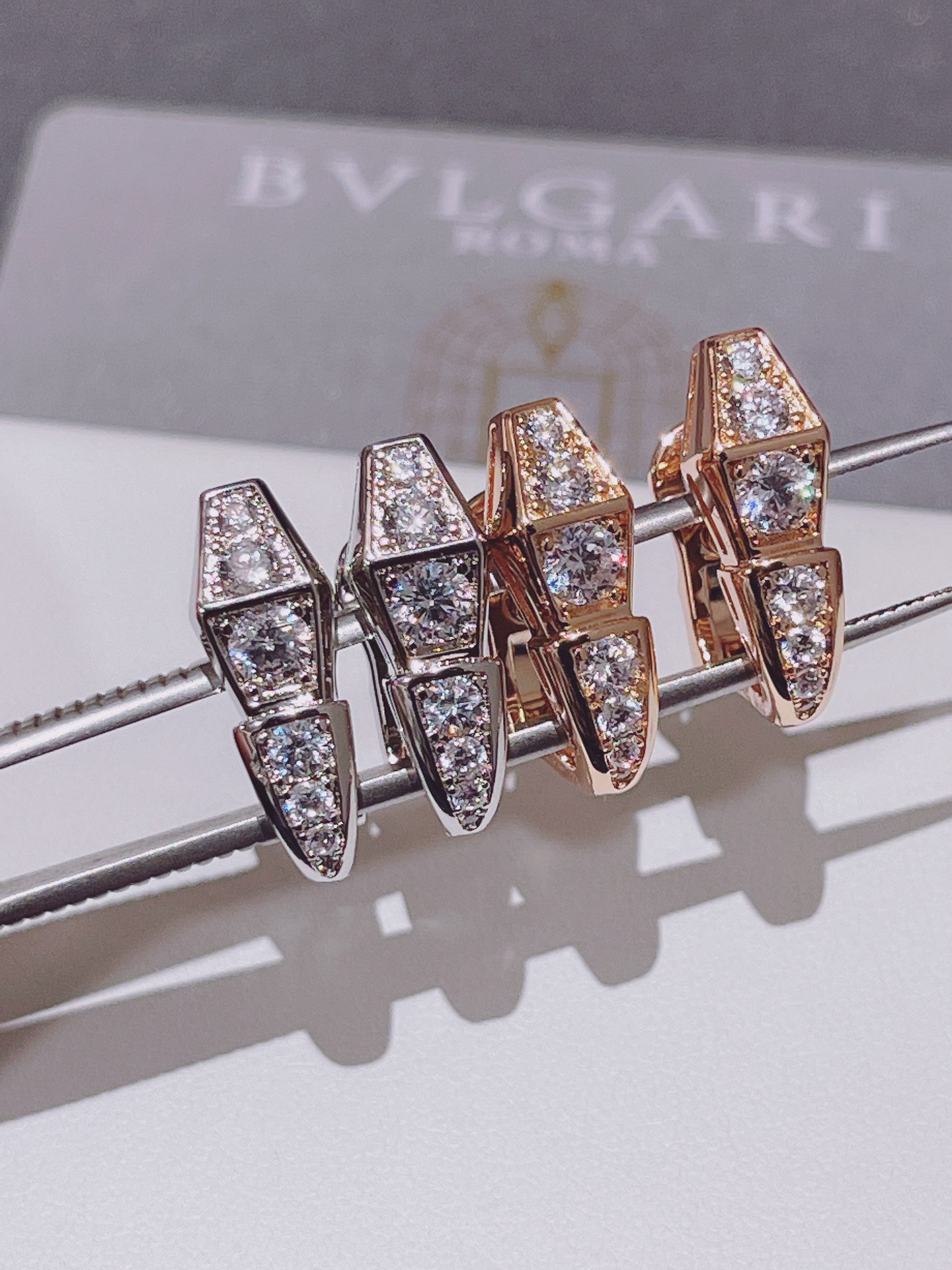 Bvlgari Earrings Serpenti Full Diamond Ear Clips