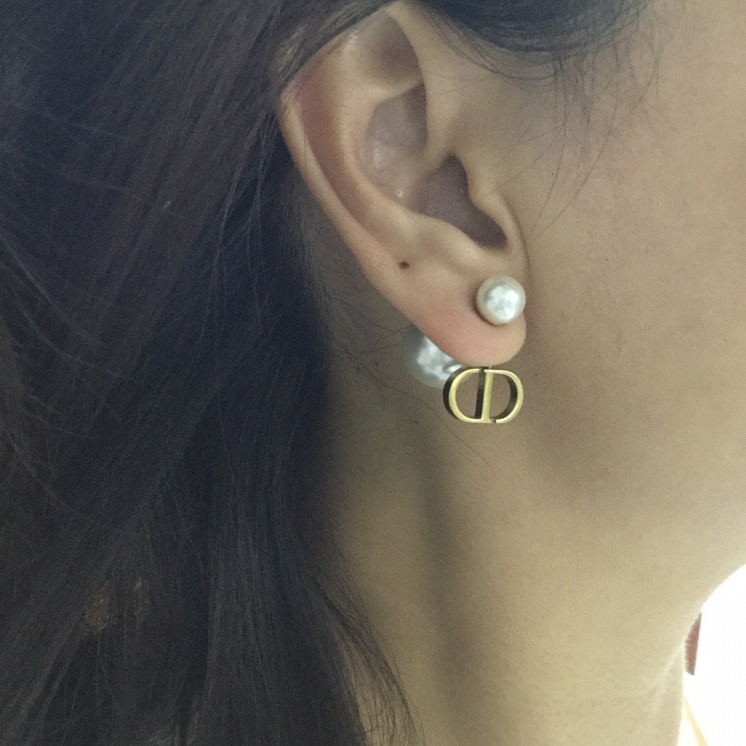Dior Jewelry Earring Yellow Vintage Gold Brass