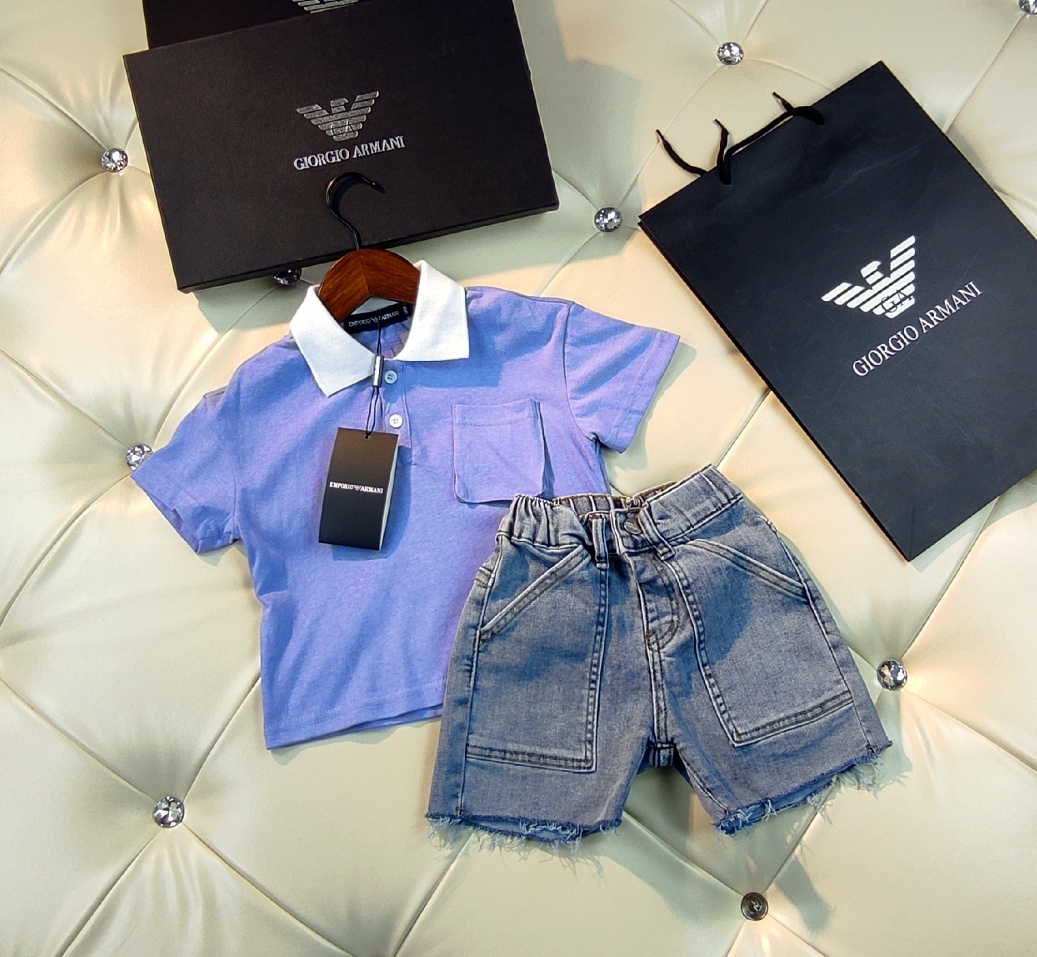 2021SS Armani Kids’ Suit: Soft Moderpolo Cowboys, High Quality, Full Package. - 图片 1