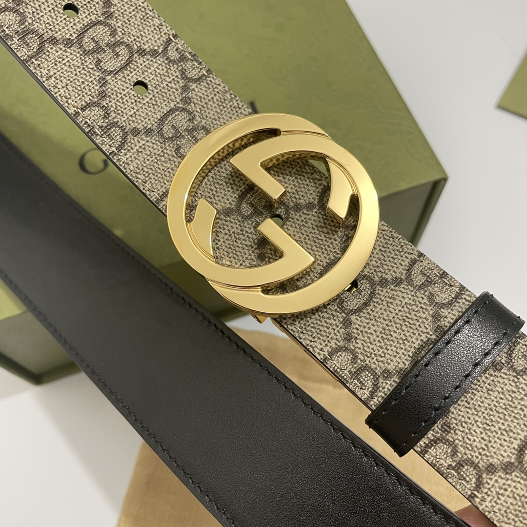 🌺🌺Gucci转动款对版pvc放水料G花，内衬小牛皮黑底，宽3.7cm 旋转双G扣 双面可用/可裁剪🌈🌈