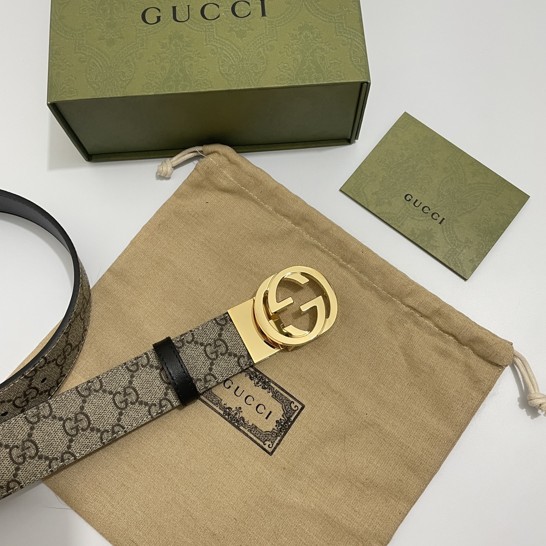 🌺🌺Gucci转动款对版pvc放水料G花，内衬小牛皮黑底，宽3.7cm 旋转双G扣 双面可用/可裁剪🌈🌈