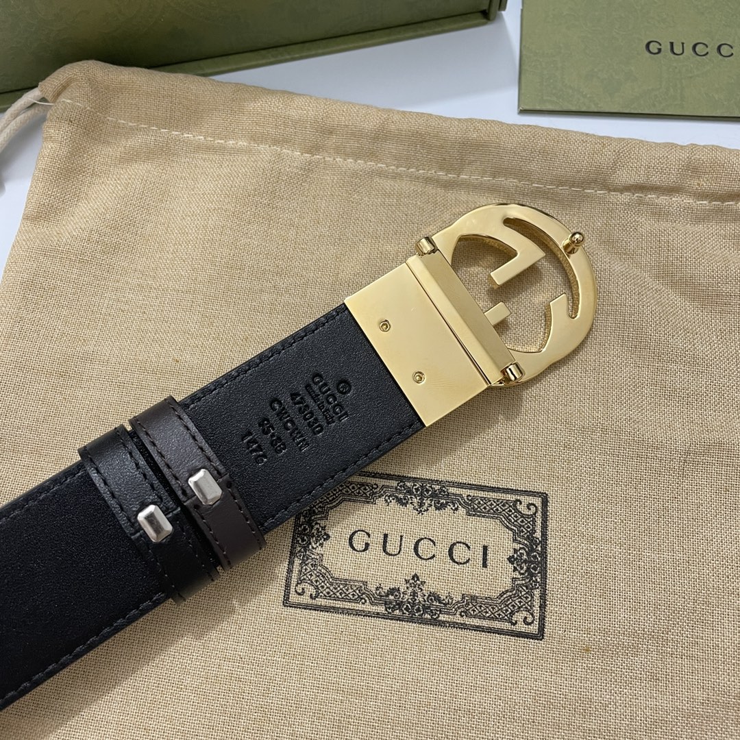 🌇🌇Gucci转动款小牛皮棕色压G花，内衬头层黑底，宽3.7cm 旋转双G扣 双面可用/可裁剪🎆🎆