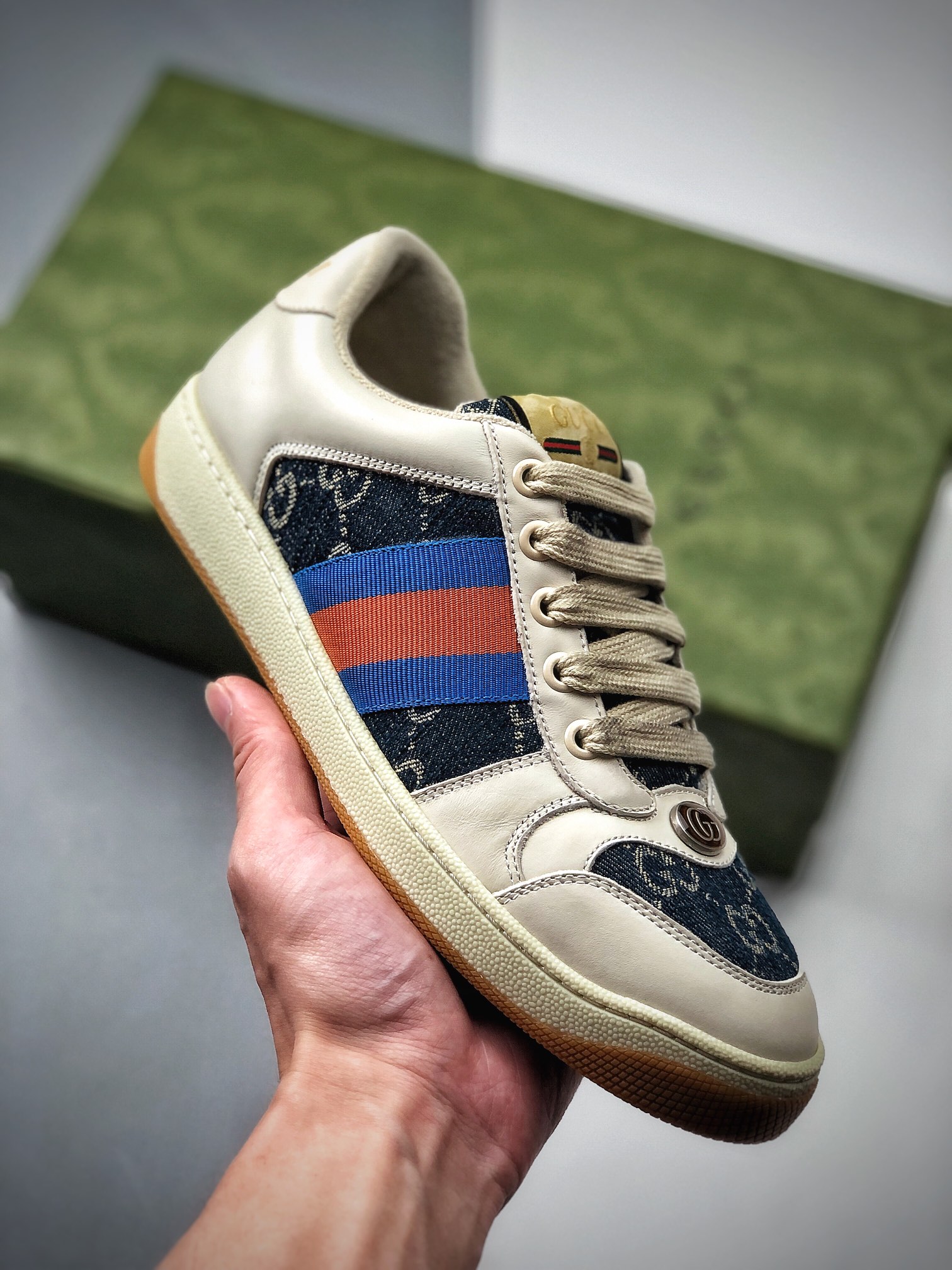 550  Gucci  Distressed Screener sneaker 经典型原复古 复古学院风