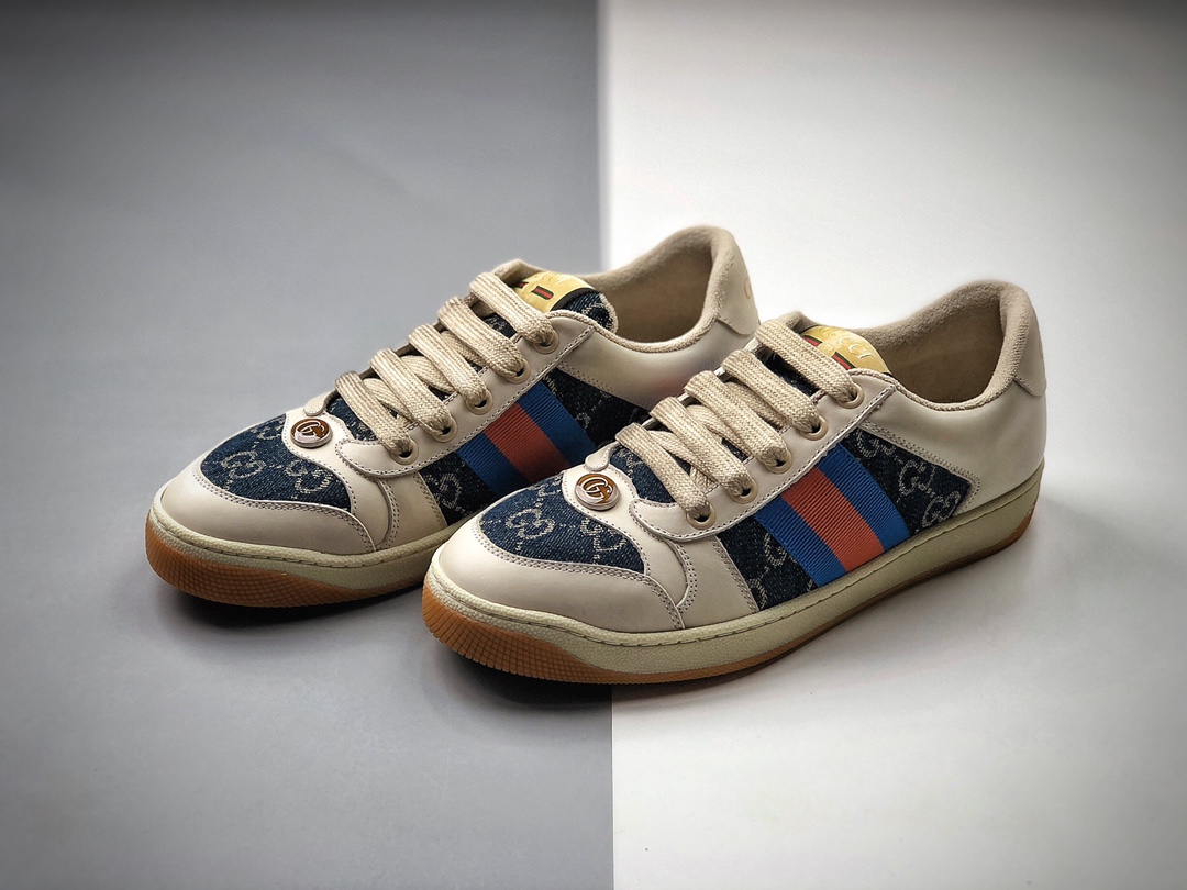 550  Gucci  Distressed Screener sneaker 经典型原复古 复古学院风