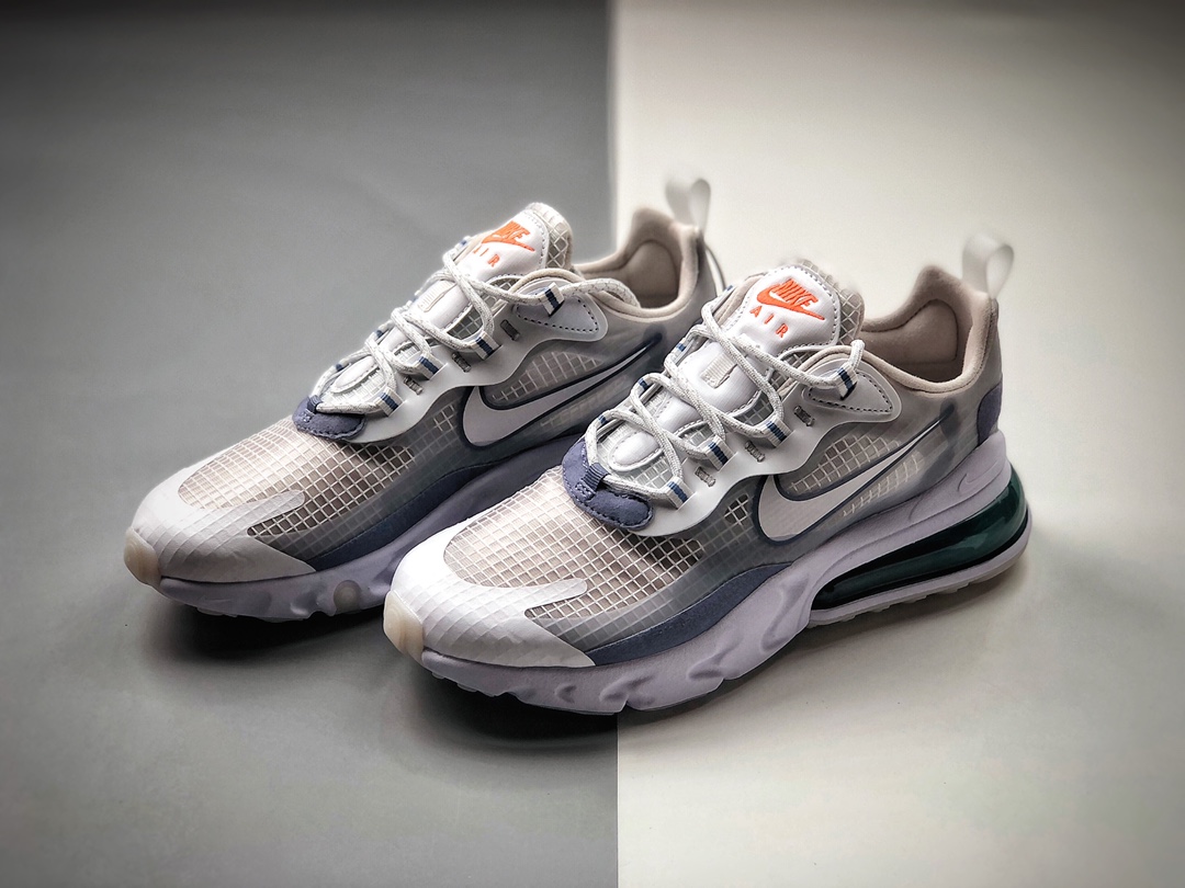 220 Nike Air Max 270 React 半小掌气垫跑鞋 白兰网纱 CJ4060-100